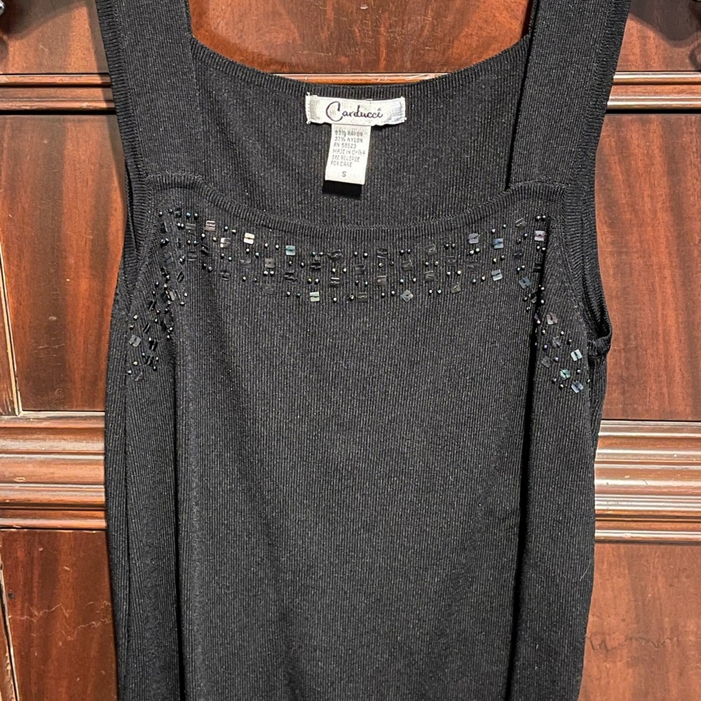 Black Beaded Sleeveless Top